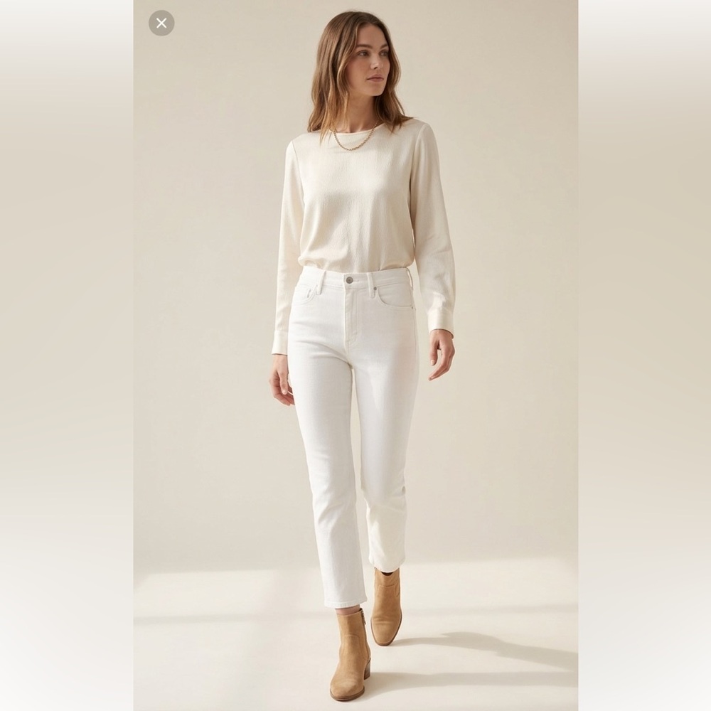 MOTHER Mid Rise Dazzler Ankle Jeans White NWT Sz 34 Designer Stretch Denim